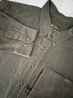Drake Waterfowl Shirt Mens XL Autumn Brushed Twill Plaid Houndstooth Flannel EUC